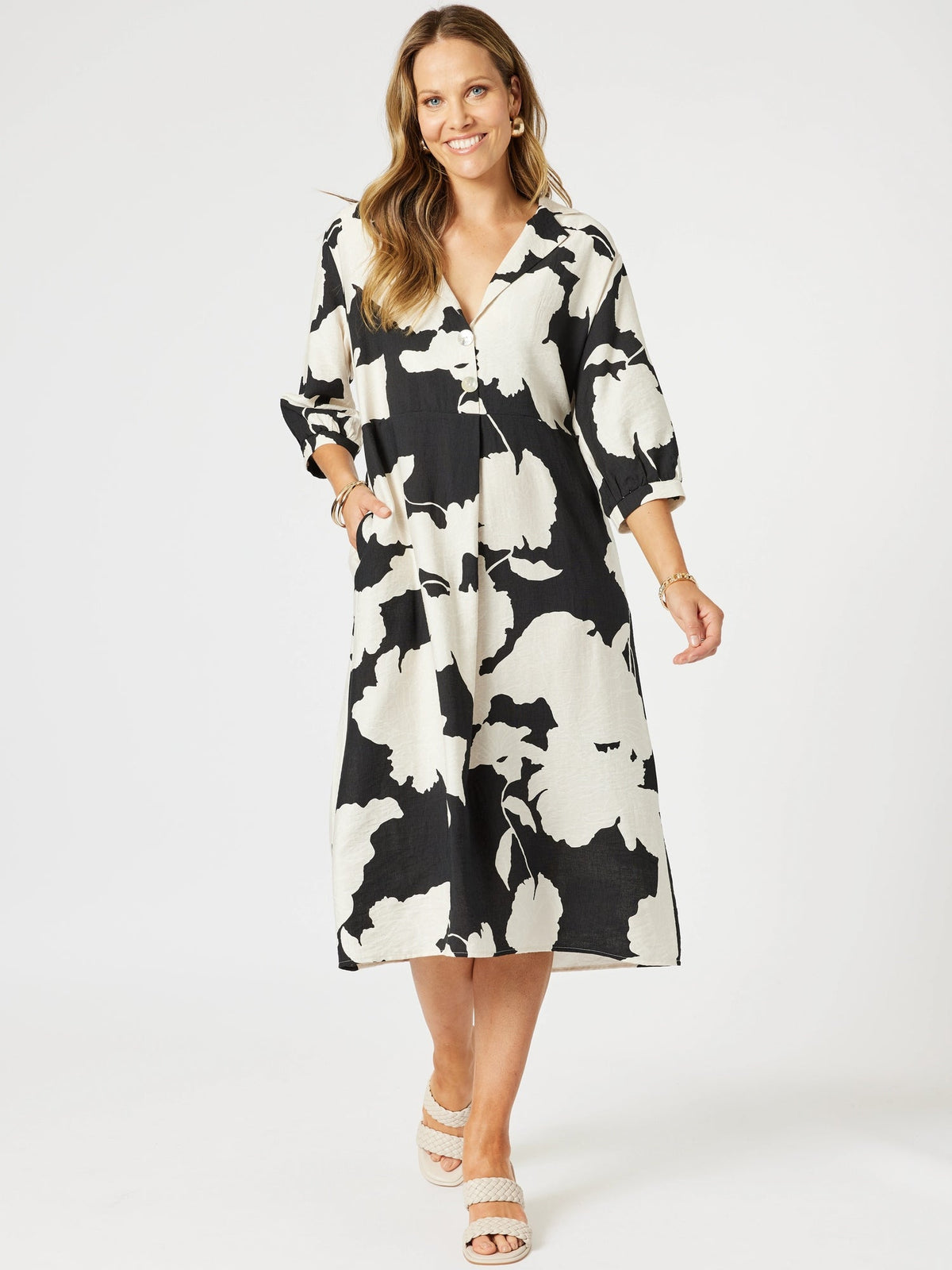 CLARITY_BARCELONA DRESS BLACK/NATURAL _ BARCELONA DRESS BLACK/NATURAL _ Ebony Boutique NZ