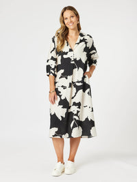 CLARITY_BARCELONA DRESS BLACK/NATURAL _ BARCELONA DRESS BLACK/NATURAL _ Ebony Boutique NZ
