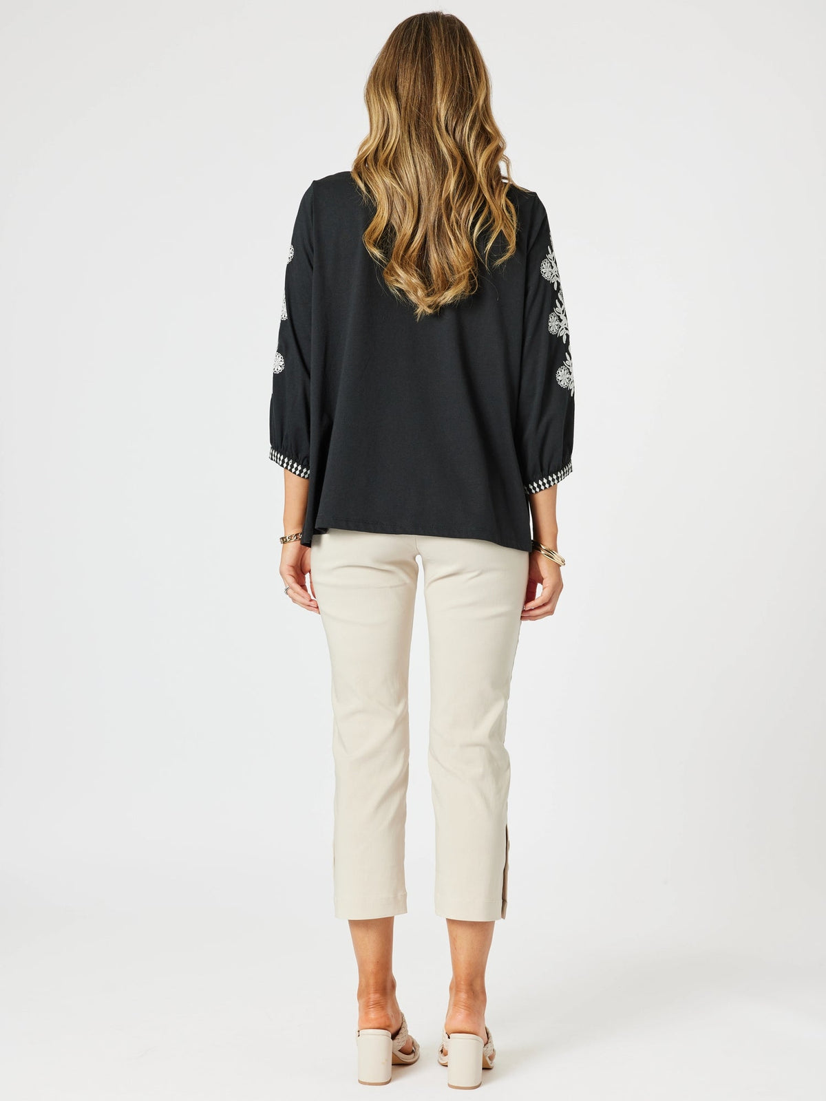 CLARITY_JACKIE EMBROIDERED TEE BLACK/WHITE _ JACKIE EMBROIDERED TEE BLACK/WHITE _ Ebony Boutique NZ