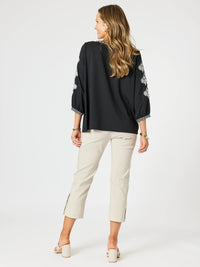 CLARITY_JACKIE EMBROIDERED TEE BLACK/WHITE _ JACKIE EMBROIDERED TEE BLACK/WHITE _ Ebony Boutique NZ