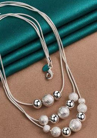 DUNE ROAD_3 LAYER SILVER NECKLACE _ 3 LAYER SILVER NECKLACE _ Ebony Boutique NZ