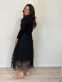 DUNE ROAD_FAIRYTALE TIERED RUFFLE TULLE MESH SKIRT BLACK _ FAIRYTALE TIERED RUFFLE TULLE MESH SKIRT BLACK _ Ebony Boutique NZ