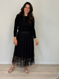 DUNE ROAD_FAIRYTALE TIERED RUFFLE TULLE MESH SKIRT BLACK _ FAIRYTALE TIERED RUFFLE TULLE MESH SKIRT BLACK _ Ebony Boutique NZ