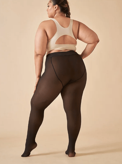 DUNE ROAD_FLEX FIT FLEECE LINED TIGHTS CURVE + TALL DOUBLE SEAM DARKNUDE/BLACK _ FLEX FIT FLEECE LINED TIGHTS CURVE + TALL DOUBLE SEAM DARKNUDE/BLACK _ Ebony Boutique NZ