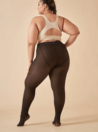 DUNE ROAD_FLEX FIT FLEECE LINED TIGHTS CURVE + TALL DOUBLE SEAM DARKNUDE/BLACK _ FLEX FIT FLEECE LINED TIGHTS CURVE + TALL DOUBLE SEAM DARKNUDE/BLACK _ Ebony Boutique NZ