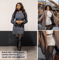 DUNE ROAD_GLOW FIT FLEECE LINED THERMAL TIGHTS CURVE + TALL SINGLE SEAM CARAMEL/BLACK _ GLOW FIT FLEECE LINED THERMAL TIGHTS CURVE + TALL SINGLE SEAM CARAMEL/BLACK _ Ebony Boutique NZ