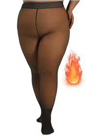 DUNE ROAD_GLOW FIT FLEECE LINED THERMAL TIGHTS CURVE + TALL SINGLE SEAM HONEY/BLACK _ GLOW FIT FLEECE LINED THERMAL TIGHTS CURVE + TALL SINGLE SEAM HONEY/BLACK _ Ebony Boutique NZ