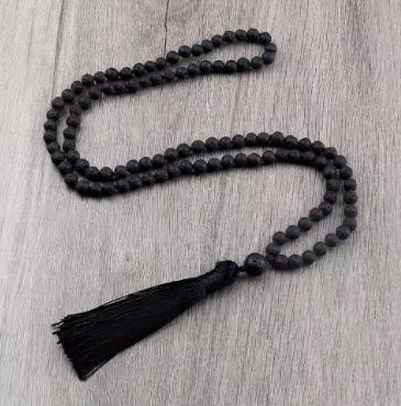 DUNE ROAD_TASSLE NECKLACE BLACK LAVA _ TASSLE NECKLACE BLACK LAVA _ Ebony Boutique NZ