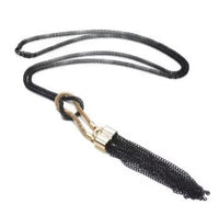 DUNE ROAD_TASSLE NECKLACE KNOTTED BLACK GOLD _ TASSLE NECKLACE KNOTTED BLACK GOLD _ Ebony Boutique NZ
