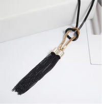 DUNE ROAD_TASSLE NECKLACE KNOTTED BLACK GOLD _ TASSLE NECKLACE KNOTTED BLACK GOLD _ Ebony Boutique NZ