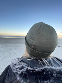 EBONY_100% MERINO BEANIE UNISEX CUFF/SLOUCH KHAKI _ 100% MERINO BEANIE UNISEX CUFF/SLOUCH KHAKI _ Ebony Boutique NZ