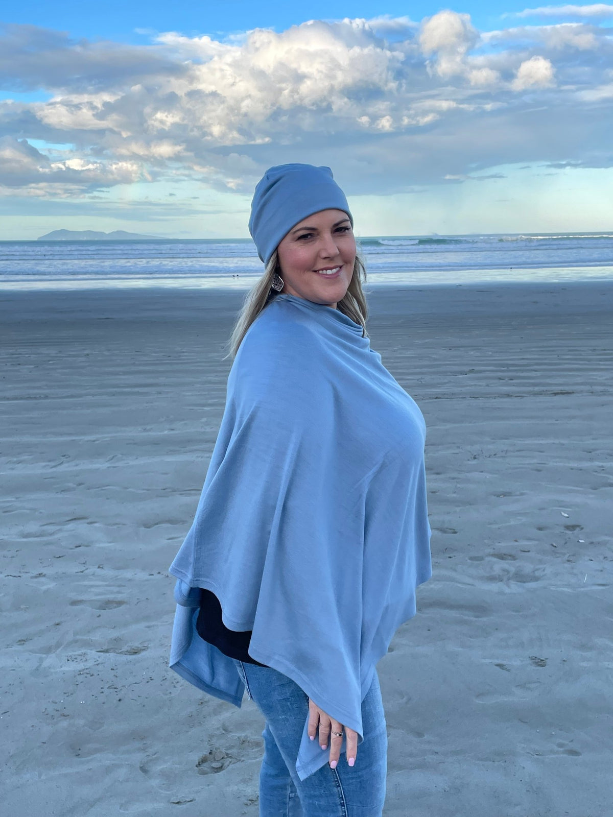 EBONY_100% MERINO WOOL EASY STYLE LAYER DUSK BLUE _ 100% MERINO WOOL EASY STYLE LAYER DUSK BLUE _ Ebony Boutique NZ
