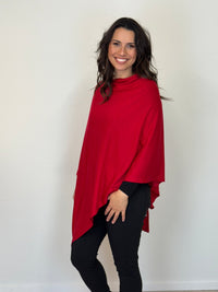 EBONY_100% MERINO WOOL PONCHO EASY STYLE LAYER RUBY _ 100% MERINO WOOL PONCHO EASY STYLE LAYER RUBY _ Ebony Boutique NZ