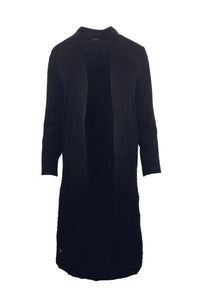 EBONY_MERINO ELONGATED LONGLINE CARDIGAN WITH SPLIT HEM LONG SLEEVES BLACK _ MERINO ELONGATED LONGLINE CARDIGAN WITH SPLIT HEM LONG SLEEVES BLACK _ Ebony Boutique NZ