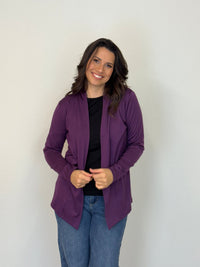 EBONY_MERINO MID LENGTH EDGE TO EDGE WOMENS CARDIGAN ITALIAN PLUM EBAS580IPLU _ MERINO MID LENGTH EDGE TO EDGE WOMENS CARDIGAN ITALIAN PLUM EBAS580IPLU _ Ebony Boutique NZ