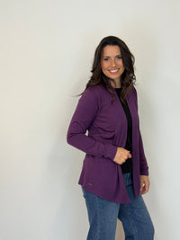 EBONY_MERINO MID LENGTH EDGE TO EDGE WOMENS CARDIGAN ITALIAN PLUM EBAS580IPLU _ MERINO MID LENGTH EDGE TO EDGE WOMENS CARDIGAN ITALIAN PLUM EBAS580IPLU _ Ebony Boutique NZ
