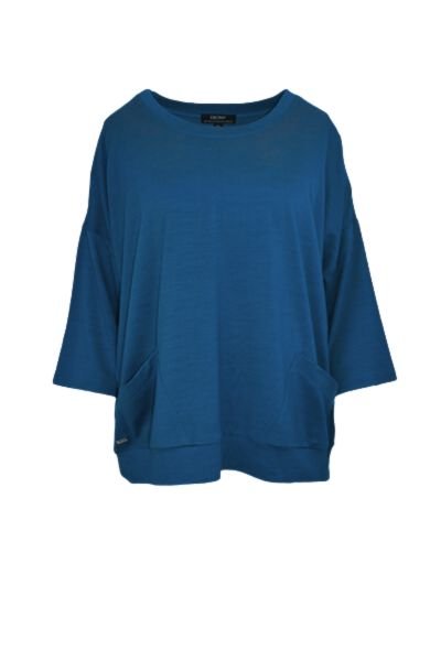 EBONY_MERINO SWEATER WITH FRONT POCKETS & 3/4 SLEEVES TWILIGHT _ MERINO SWEATER WITH FRONT POCKETS & 3/4 SLEEVES TWILIGHT _ Ebony Boutique NZ