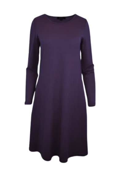EBONY_MERINO SWING DRESS LONG SLEEVES ITALIAN PLUM _ MERINO SWING DRESS LONG SLEEVES ITALIAN PLUM _ Ebony Boutique NZ