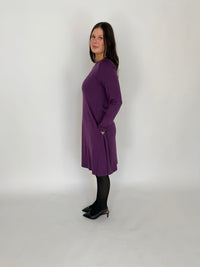 EBONY_MERINO SWING DRESS LONG SLEEVES ITALIAN PLUM _ MERINO SWING DRESS LONG SLEEVES ITALIAN PLUM _ Ebony Boutique NZ