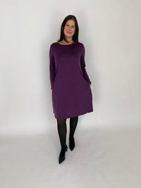 EBONY_MERINO SWING DRESS LONG SLEEVES ITALIAN PLUM _ MERINO SWING DRESS LONG SLEEVES ITALIAN PLUM _ Ebony Boutique NZ