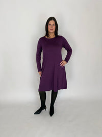EBONY_MERINO SWING DRESS LONG SLEEVES ITALIAN PLUM _ MERINO SWING DRESS LONG SLEEVES ITALIAN PLUM _ Ebony Boutique NZ