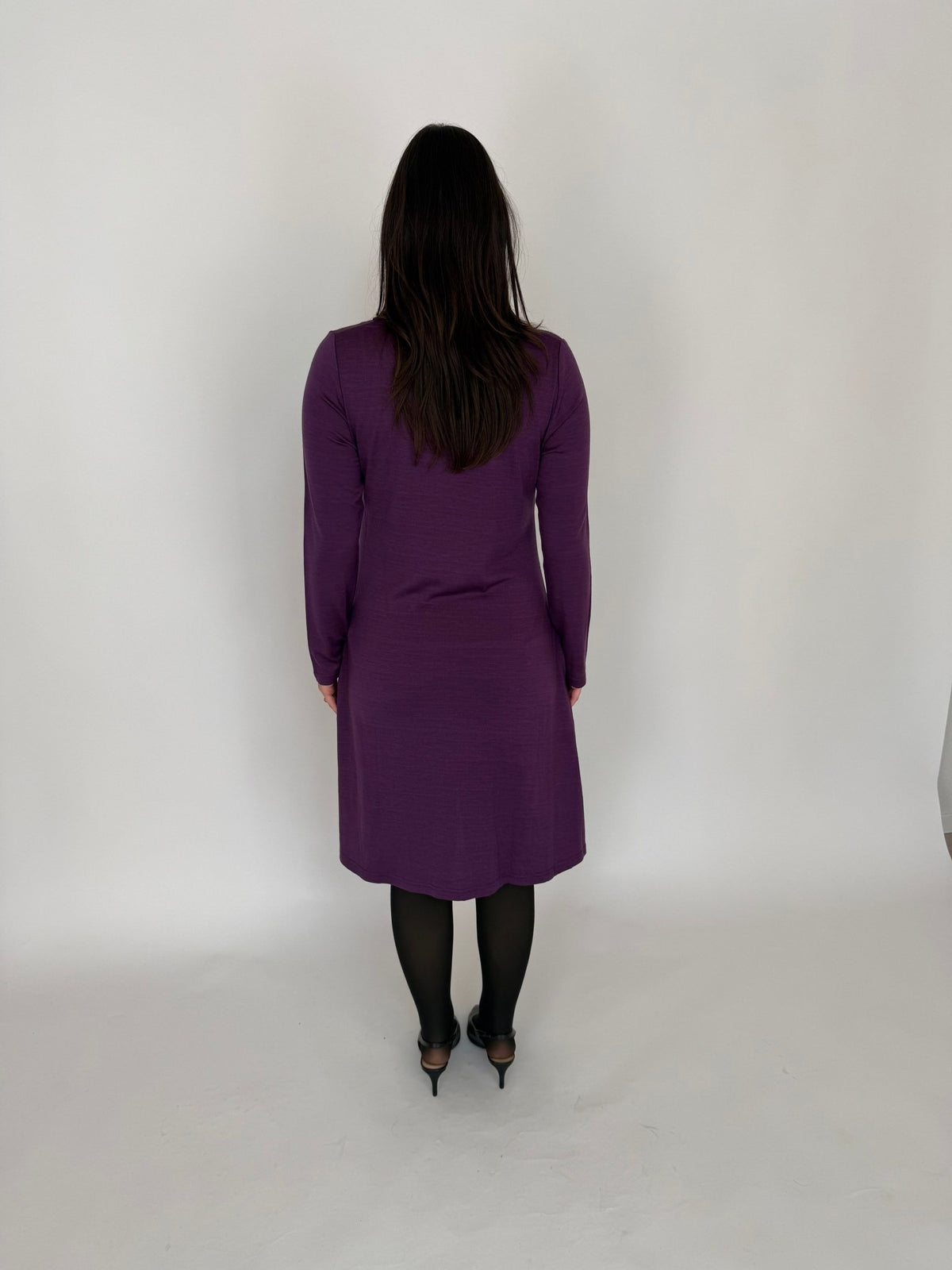 EBONY_MERINO SWING DRESS LONG SLEEVES ITALIAN PLUM _ MERINO SWING DRESS LONG SLEEVES ITALIAN PLUM _ Ebony Boutique NZ