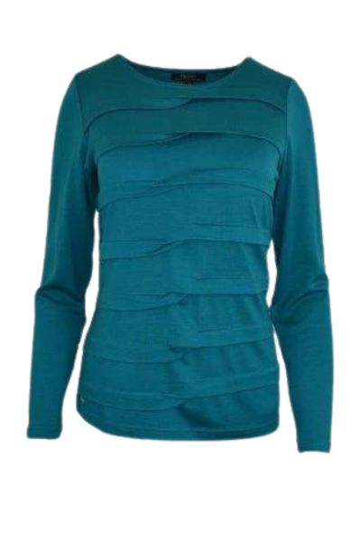 EBONY_MERINO TUCK PLEAT TOP WOMENS LONG SLEEVES ROUND NECK DRAGONFLY _ MERINO TUCK PLEAT TOP WOMENS LONG SLEEVES ROUND NECK DRAGONFLY _ Ebony Boutique NZ