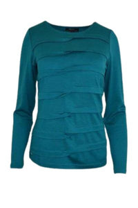 EBONY_MERINO TUCK PLEAT TOP WOMENS LONG SLEEVES ROUND NECK DRAGONFLY _ MERINO TUCK PLEAT TOP WOMENS LONG SLEEVES ROUND NECK DRAGONFLY _ Ebony Boutique NZ