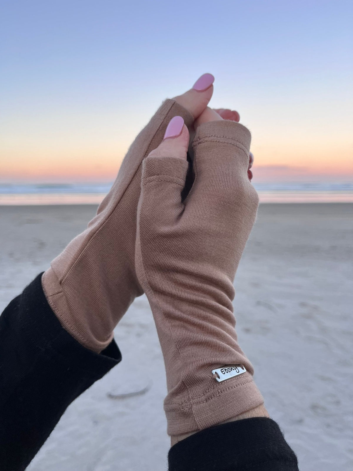 EBONY_MERINO WOOL FINGERLESS GLOVES SAND _ MERINO WOOL FINGERLESS GLOVES SAND _ Ebony Boutique NZ