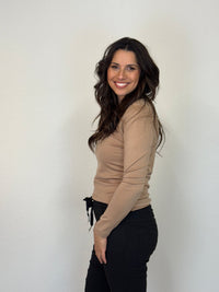EBONY_WOMENS 100% MERINO (210) LONG SLEEVE CREW TOP SAND _ WOMENS 100% MERINO (210) LONG SLEEVE CREW TOP SAND _ Ebony Boutique NZ