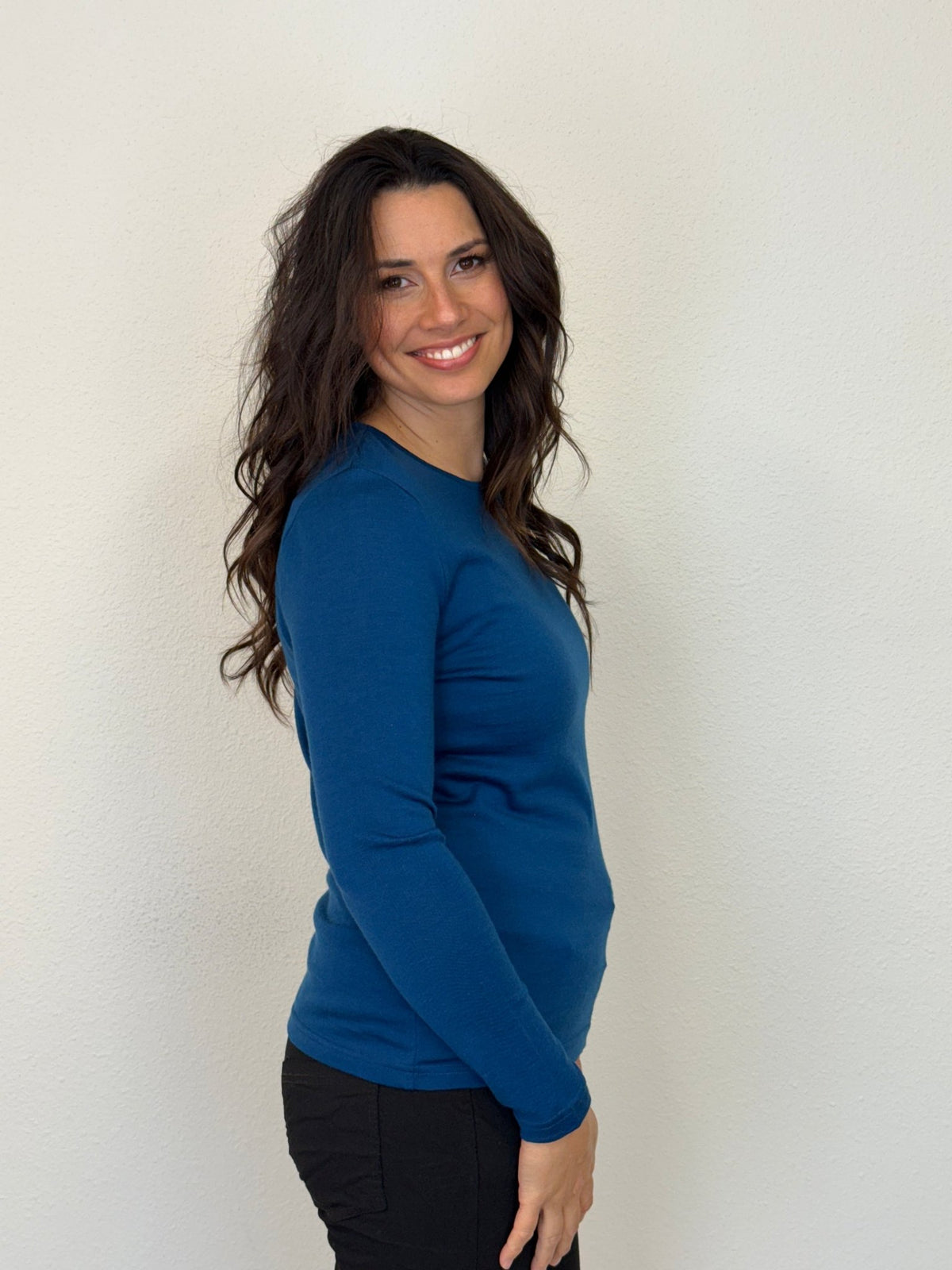 EBONY_WOMENS 100% MERINO (210) LONG SLEEVE CREW TOP TWILIGHT EBAS553 _ WOMENS 100% MERINO (210) LONG SLEEVE CREW TOP TWILIGHT EBAS553 _ Ebony Boutique NZ