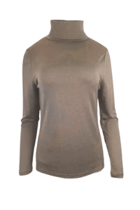 EBONY_WOMENS 100% MERINO (210) LONG SLEEVE HIGH NECK TOP CAPPUCCINO _ WOMENS 100% MERINO (210) LONG SLEEVE HIGH NECK TOP CAPPUCCINO _ Ebony Boutique NZ