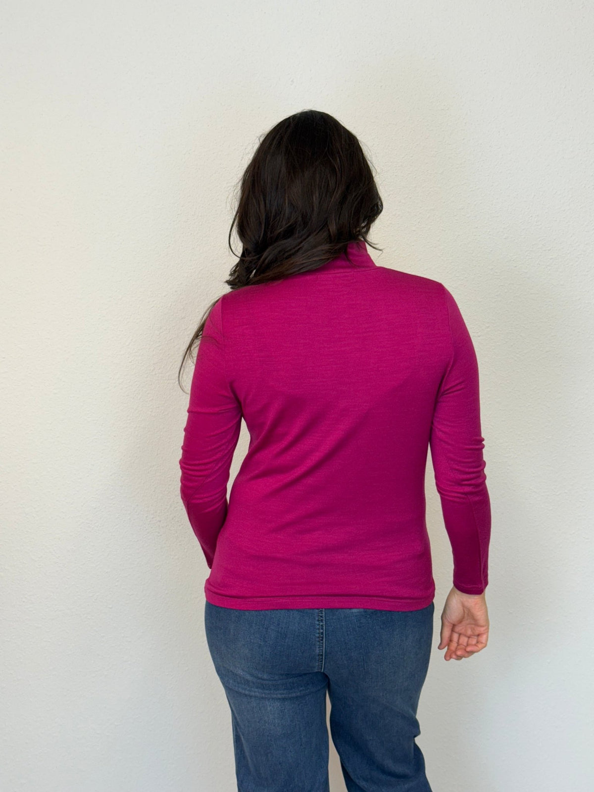 EBONY_WOMENS 100% MERINO (210) LONG SLEEVE HIGH NECK TOP RASPBERRY _ WOMENS 100% MERINO (210) LONG SLEEVE HIGH NECK TOP RASPBERRY _ Ebony Boutique NZ
