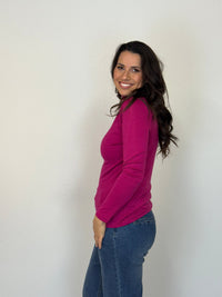 EBONY_WOMENS 100% MERINO (210) LONG SLEEVE HIGH NECK TOP RASPBERRY _ WOMENS 100% MERINO (210) LONG SLEEVE HIGH NECK TOP RASPBERRY _ Ebony Boutique NZ