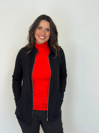 EBONY_WOMENS 100% MERINO (210) LONG SLEEVE HIGH NECK TOP TANGERINE _ WOMENS 100% MERINO (210) LONG SLEEVE HIGH NECK TOP TANGERINE _ Ebony Boutique NZ