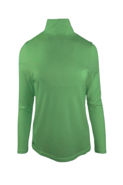 EBONY_WOMENS 100% MERINO (210) LONG SLEEVE HIGH NECK TOP VERDE _ WOMENS 100% MERINO (210) LONG SLEEVE HIGH NECK TOP VERDE _ Ebony Boutique NZ