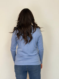 EBONY_WOMENS 100% MERINO (210) LONG SLEEVE SATIN CREW TOP DUSK BLUE _ WOMENS 100% MERINO (210) LONG SLEEVE SATIN CREW TOP DUSK BLUE _ Ebony Boutique NZ