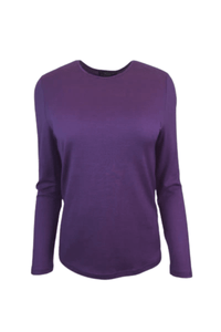 EBONY_WOMENS 100% MERINO (210) LONG SLEEVE SATIN CREW TOP ITALIAN PLUM _ WOMENS 100% MERINO (210) LONG SLEEVE SATIN CREW TOP ITALIAN PLUM _ Ebony Boutique NZ