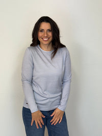 EBONY_WOMENS 100% MERINO (210) LONG SLEEVE SATIN CREW TOP STARLIGHT _ WOMENS 100% MERINO (210) LONG SLEEVE SATIN CREW TOP STARLIGHT _ Ebony Boutique NZ