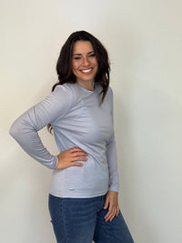 EBONY_WOMENS 100% MERINO (210) LONG SLEEVE SATIN CREW TOP STARLIGHT _ WOMENS 100% MERINO (210) LONG SLEEVE SATIN CREW TOP STARLIGHT _ Ebony Boutique NZ