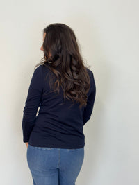 EBONY_WOMENS 100% MERINO (210) LONG SLEEVE V NECK TOP FRENCH NAVY _ WOMENS 100% MERINO (210) LONG SLEEVE V NECK TOP FRENCH NAVY _ Ebony Boutique NZ