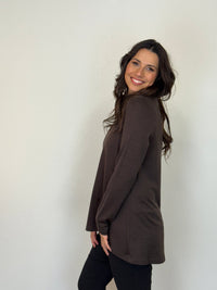 EBONY_WOMEN'S 100% MERINO WOOL (210) A - LINE SCOOP LONG SLEEVE TOP CHOCOLATE _ WOMEN'S 100% MERINO WOOL (210) A - LINE SCOOP LONG SLEEVE TOP CHOCOLATE _ Ebony Boutique NZ