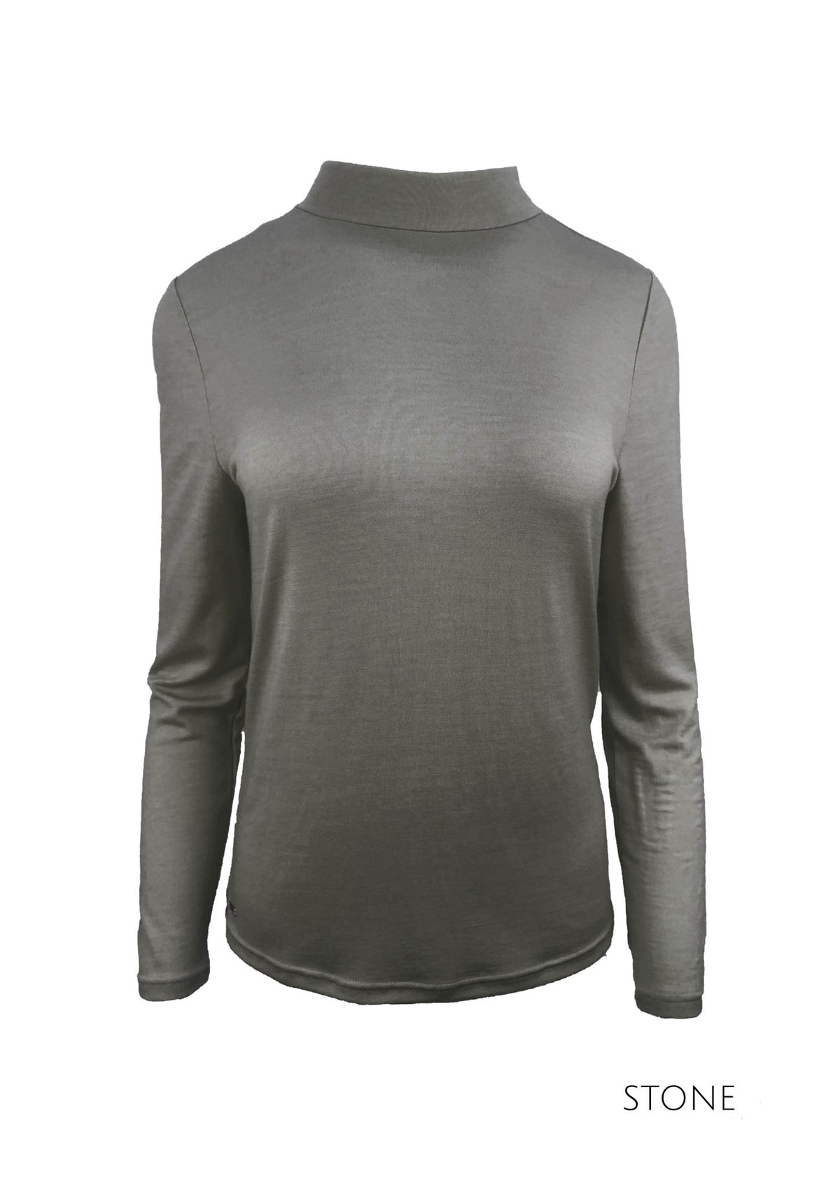 EBONY_WOMEN'S 100% MERINO WOOL (210) LONG SLEEVE TURTLE NECK JUMPER STONE _ WOMEN'S 100% MERINO WOOL (210) LONG SLEEVE TURTLE NECK JUMPER STONE _ Ebony Boutique NZ