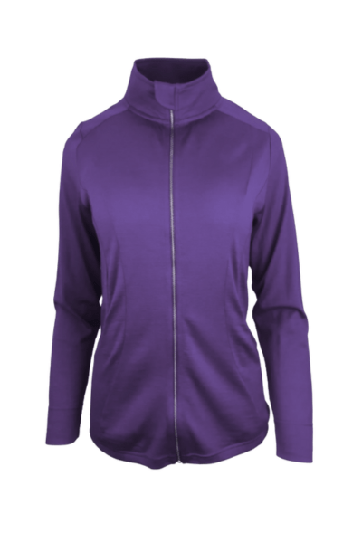 EBONY_WOMENS MERINO JACKET 100% WOOLLEN CURVED PANELS LONG SLEEVES ITALIAN PLUM _ WOMENS MERINO JACKET 100% WOOLLEN CURVED PANELS LONG SLEEVES ITALIAN PLUM _ Ebony Boutique NZ
