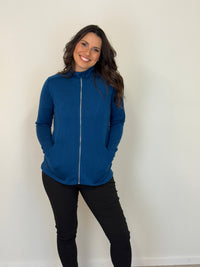 EBONY_WOMENS MERINO JACKET 100% WOOLLEN CURVED PANELS LONG SLEEVES TWILIGHT _ WOMENS MERINO JACKET 100% WOOLLEN CURVED PANELS LONG SLEEVES TWILIGHT _ Ebony Boutique NZ