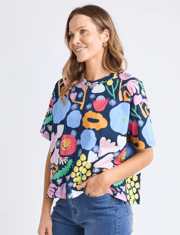 ELM_FLOWER MEDLEY TEE _ FLOWER MEDLEY TEE _ Ebony Boutique NZ