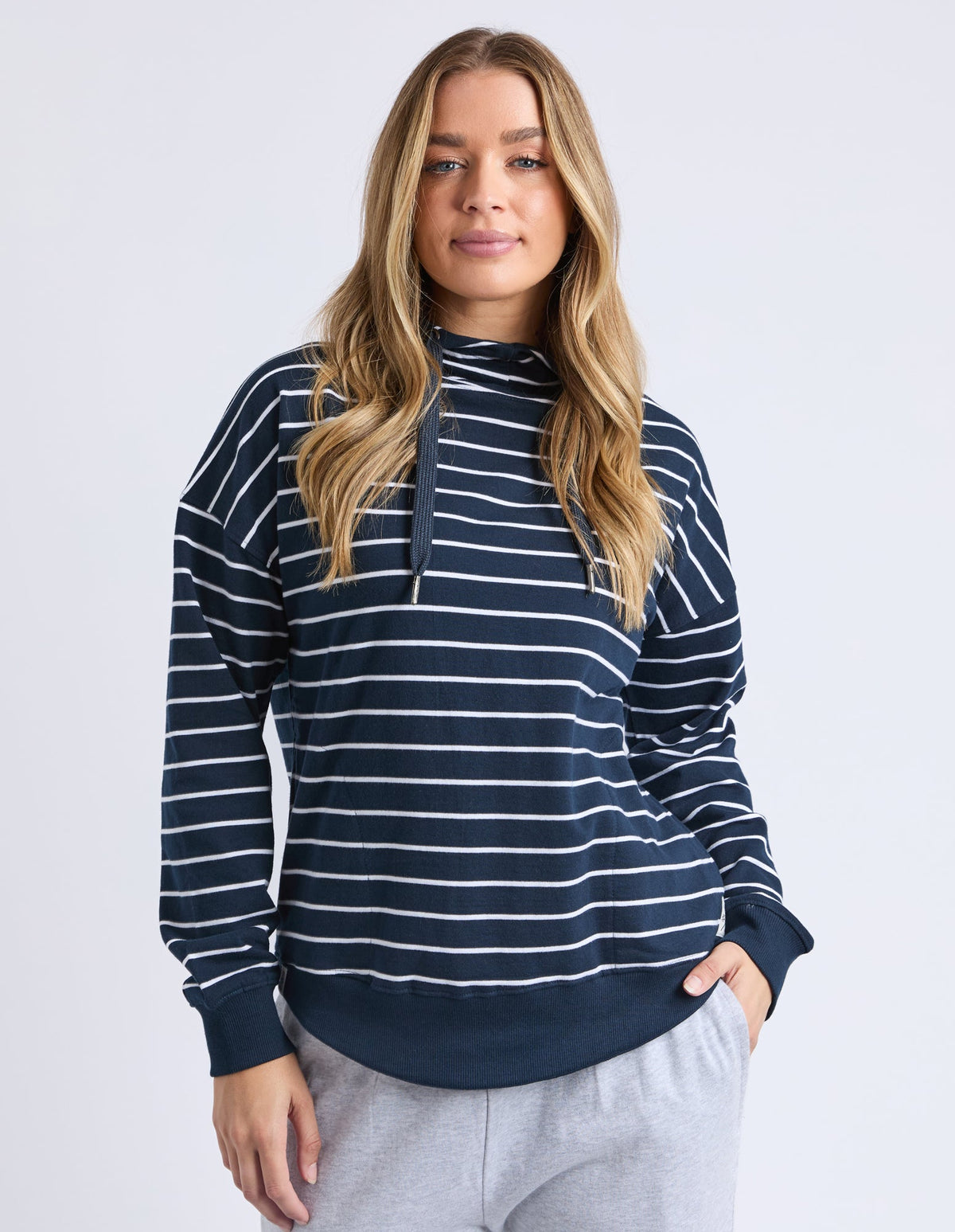 ELM_LOUNGER SCOOP HOODIE STRIPE _ LOUNGER SCOOP HOODIE STRIPE _ Ebony Boutique NZ