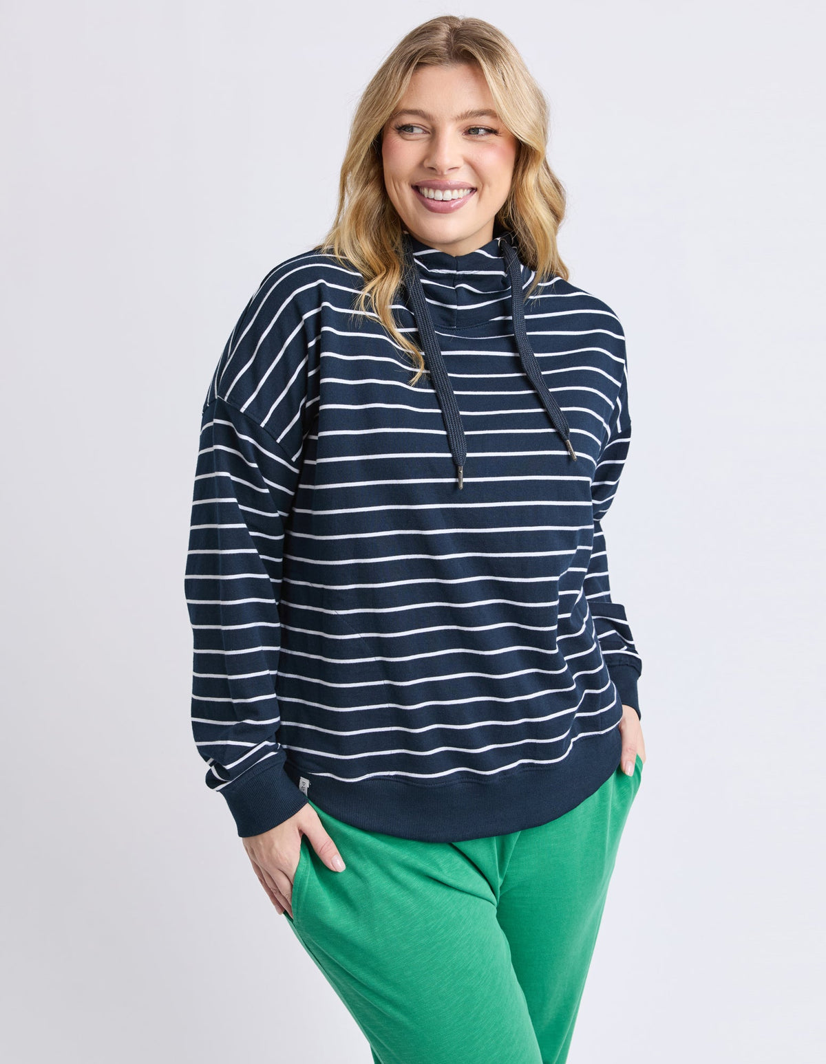 ELM_LOUNGER SCOOP HOODIE STRIPE _ LOUNGER SCOOP HOODIE STRIPE _ Ebony Boutique NZ
