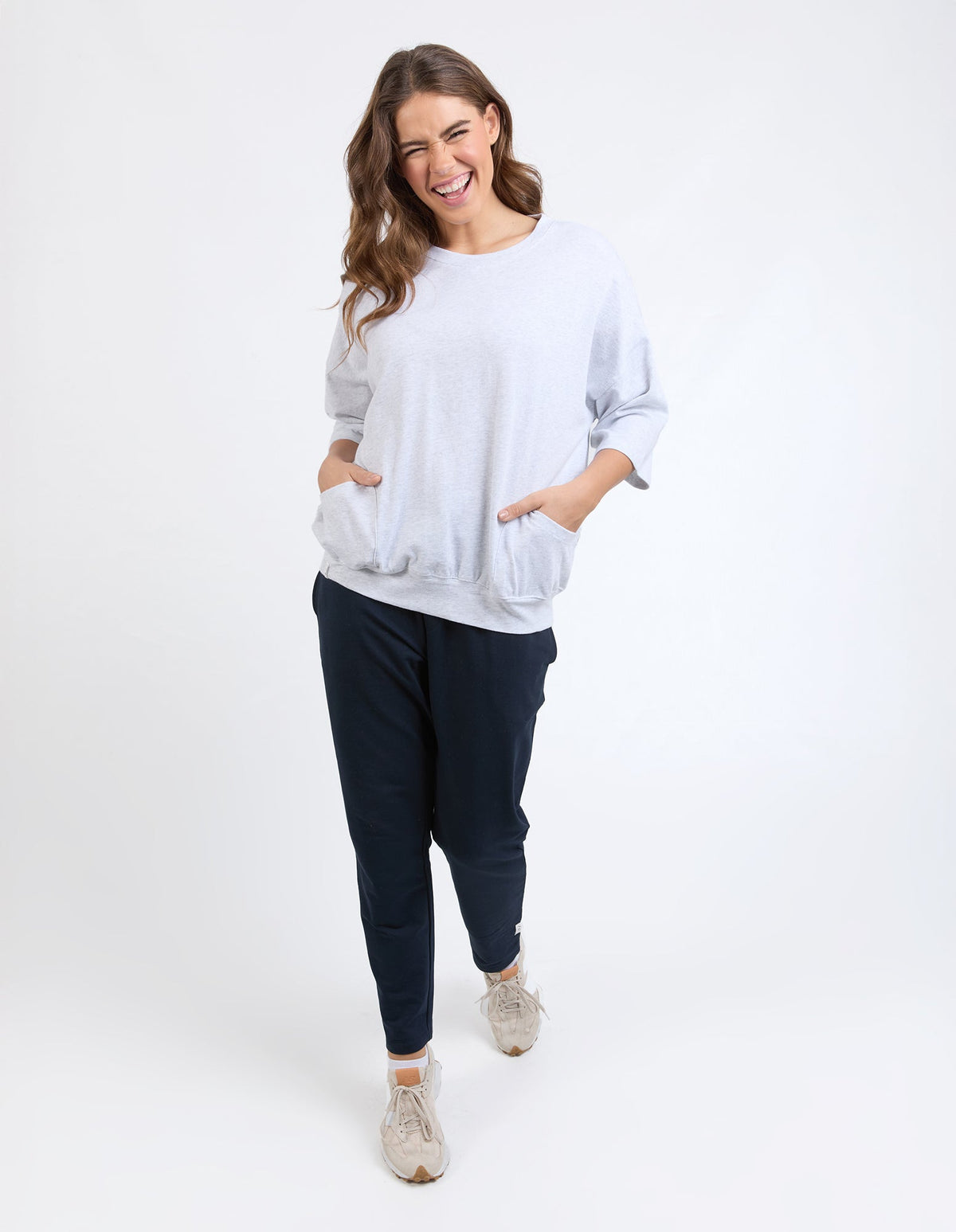 ELM_MAZIE SWEAT GREY MARLE _ MAZIE SWEAT GREY MARLE _ Ebony Boutique NZ