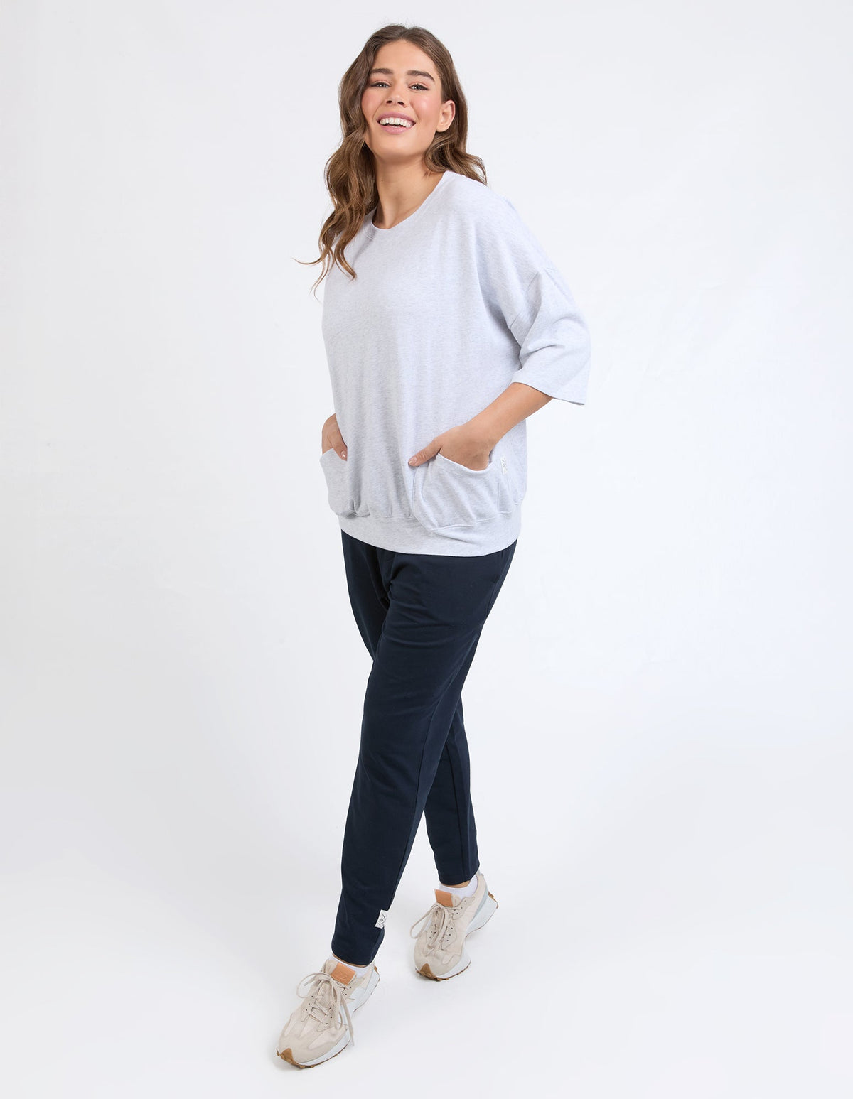 ELM_MAZIE SWEAT GREY MARLE _ MAZIE SWEAT GREY MARLE _ Ebony Boutique NZ